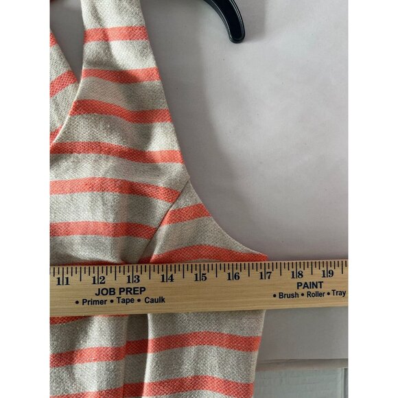 Banana Republic Dress 10 Coral Striped Linen Blend A-Line Halter Sleeveless - Picture 7 of 13